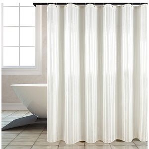 Ivory shower curtain with clear plastic hooks